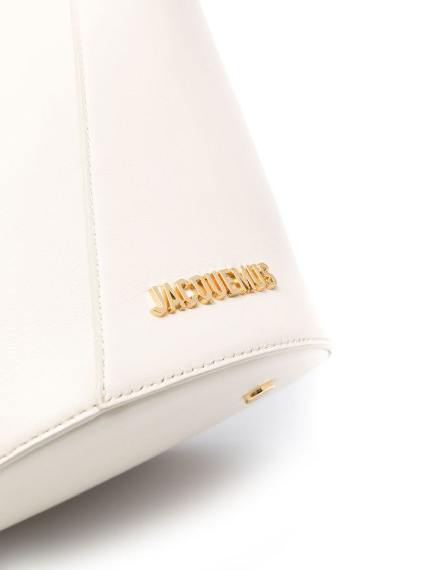 Jacquemus Ivory White Grained Calf Leather Structured Bag