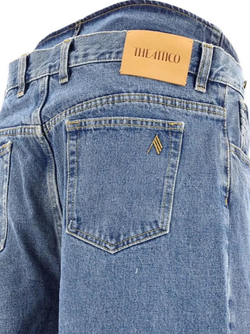 The Attico Embroidered-Logo Straight-Leg Jeans