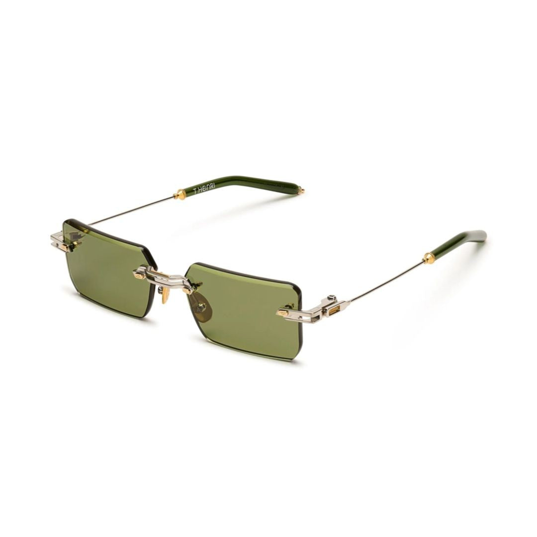 T Henri Evija Rectangular Rimless Sunglasses With Metallic Bridge