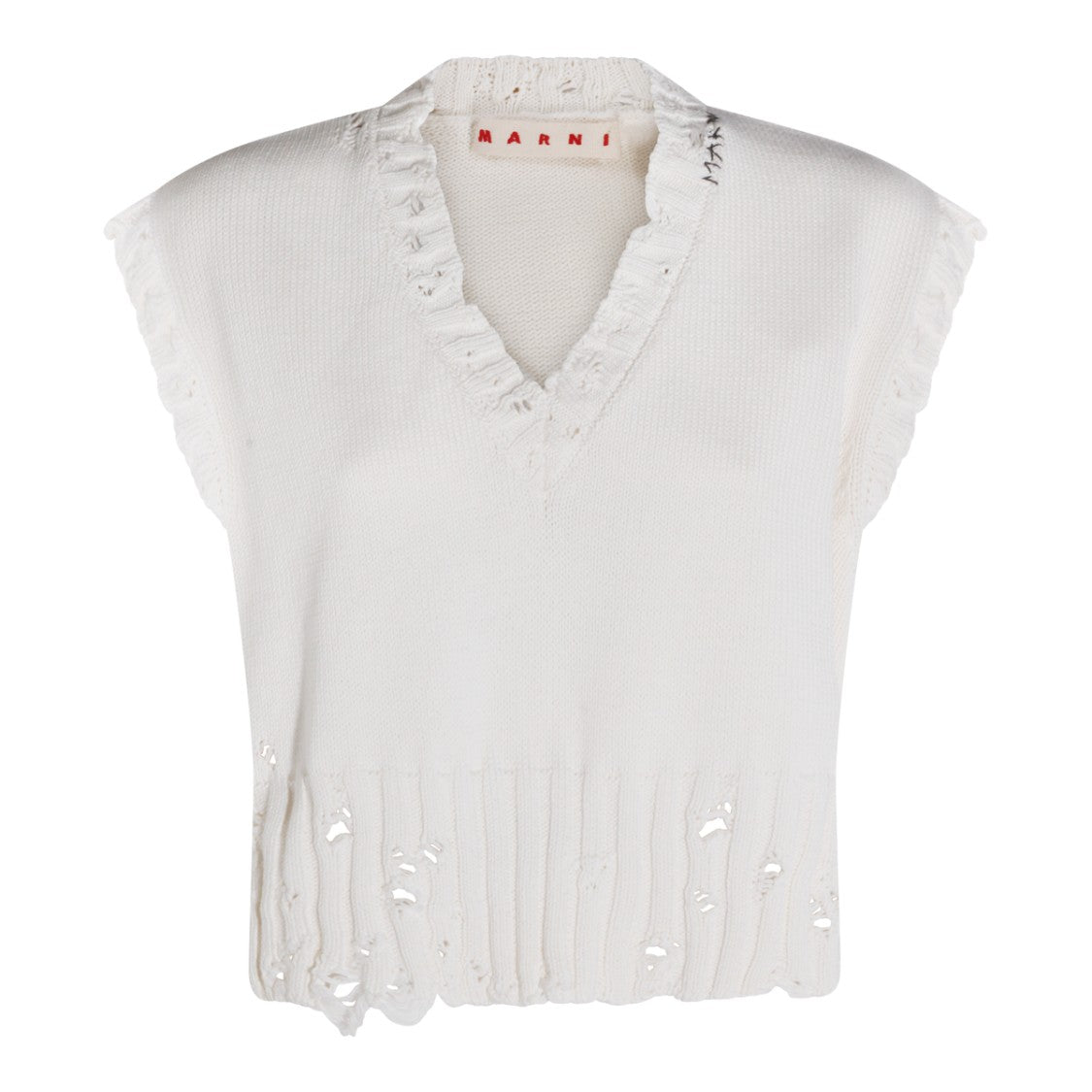 Marni Sleeveless White Cotton Knit Top