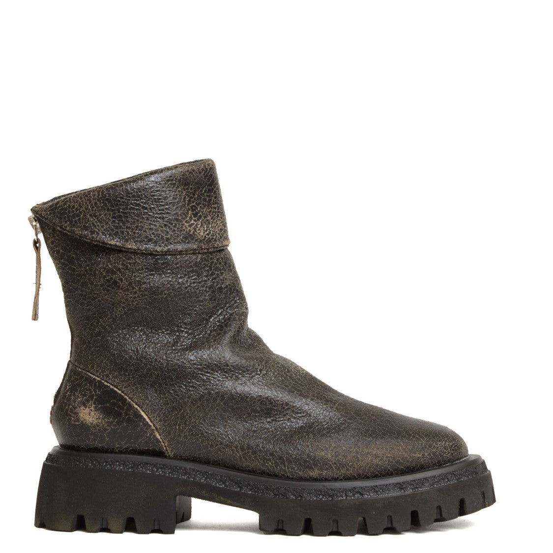 Halmanera Black And Taupe Crackle Ankle Boot