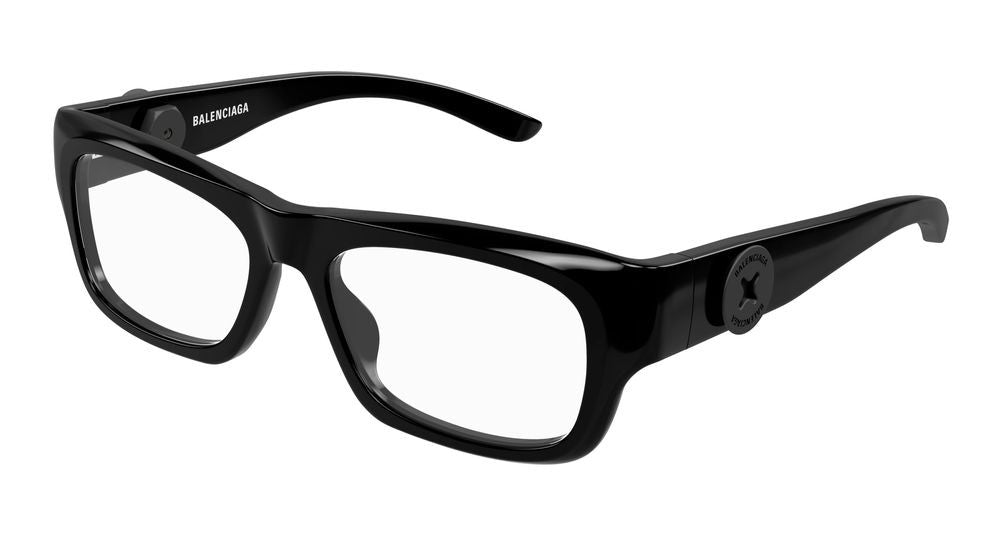Balenciaga Black Glossy Acetate Finish Oversized Square Eyeglasses
