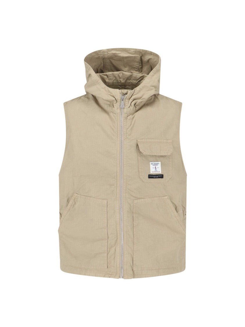 Roy Rogers Beige Hooded Cotton Vest Jacket