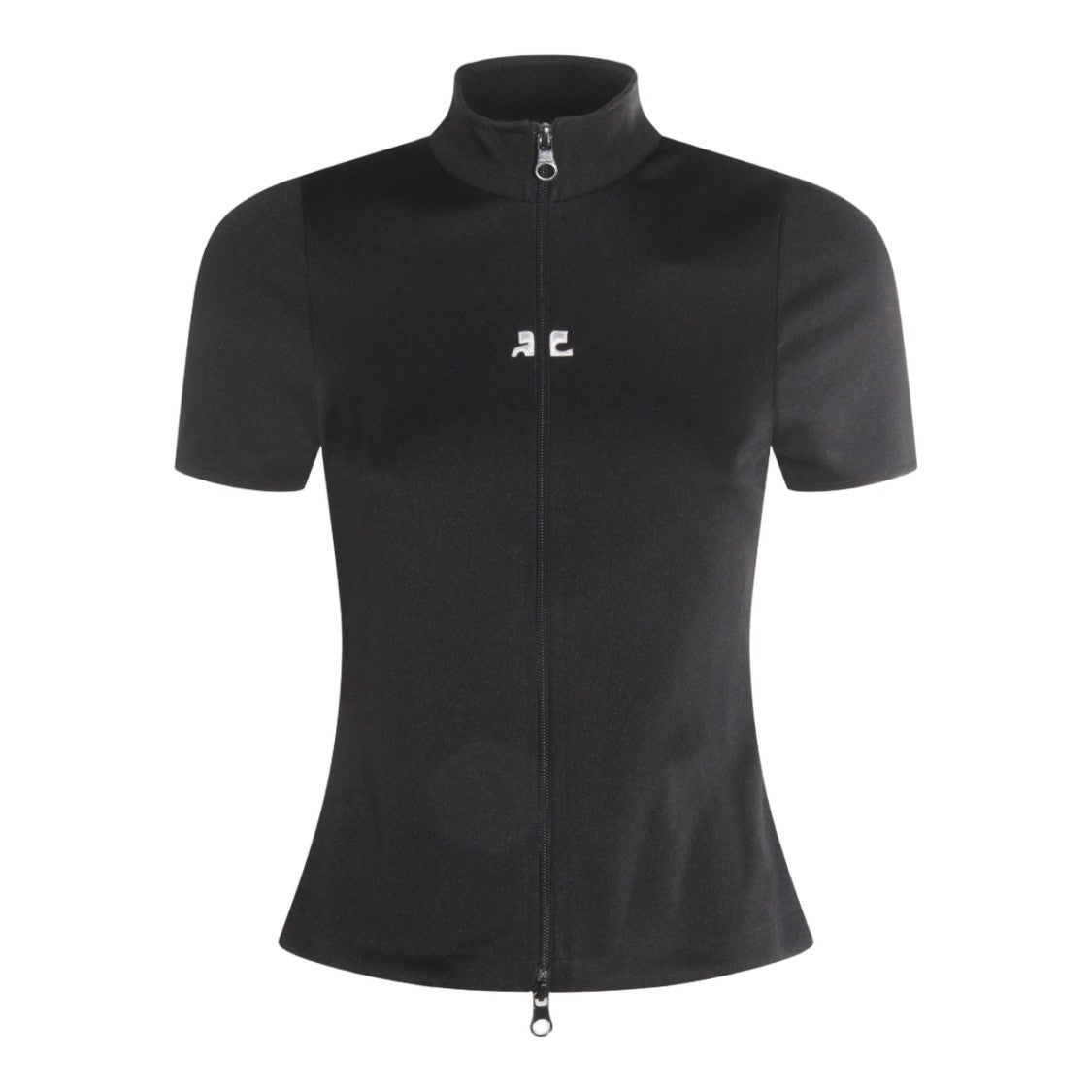 Courrèges Fitted Black Top With High Collar