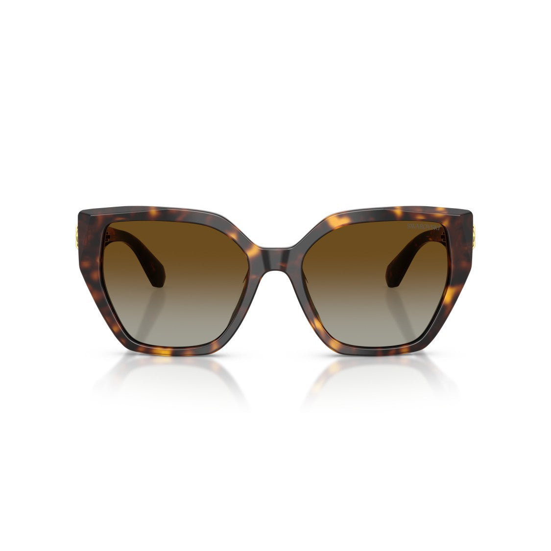 Swarovski 0Sk6044u Oversized Geometric Tortoiseshell Sunglasses With Crystal Embellishment