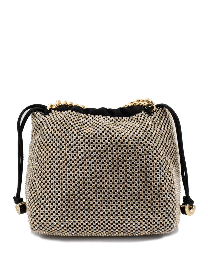 Pinko Textured Black Shoulder Bag With Chain Detail