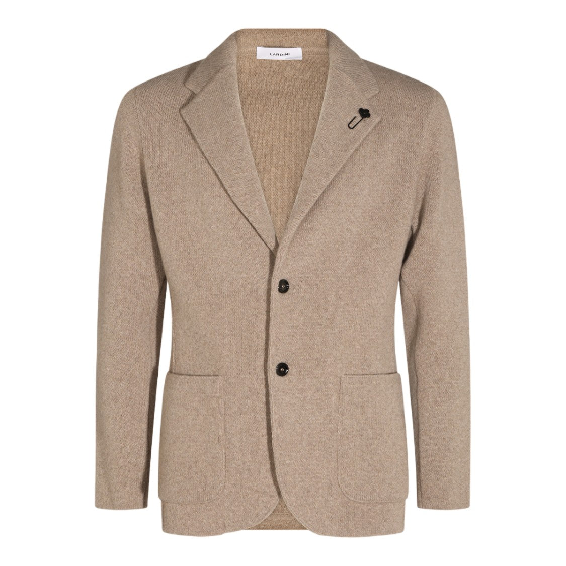 Lardini Textured Knit Notched Lapel Floral Pin Blazer