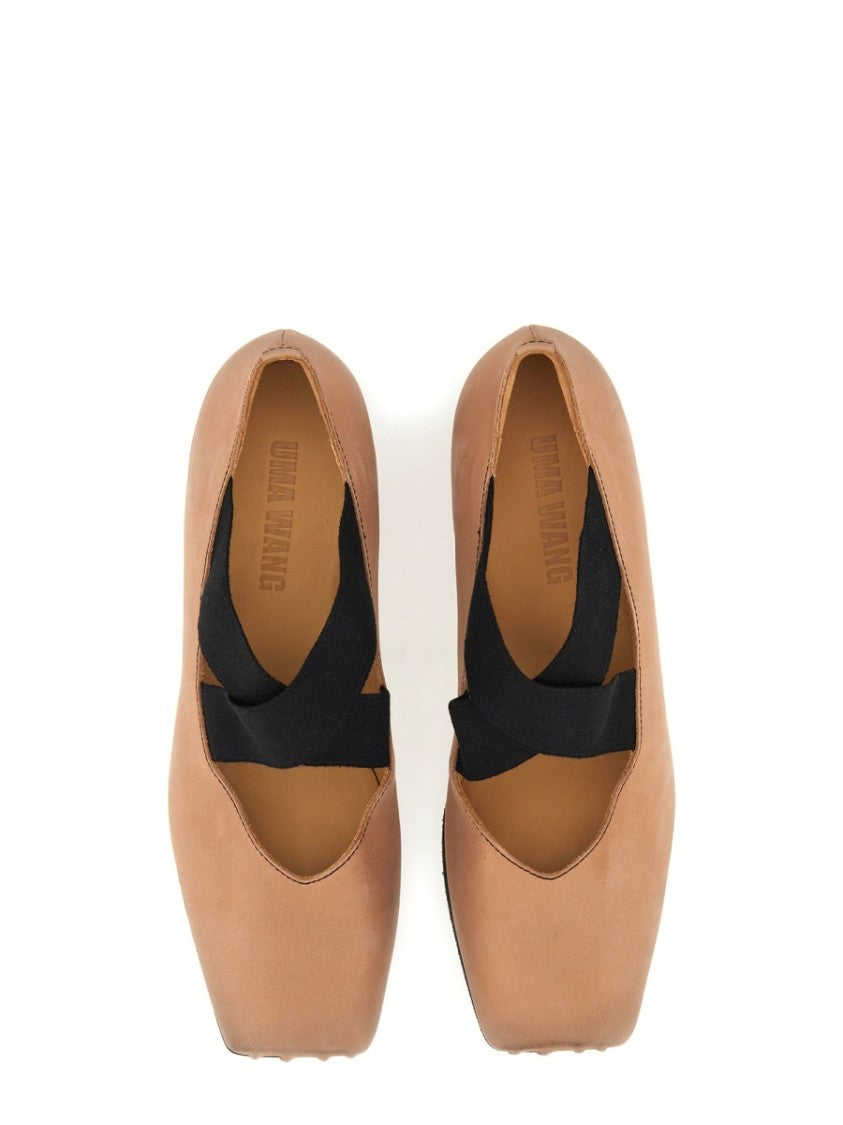 Uma Wang Ballerina In Pelle With Rounded Toe