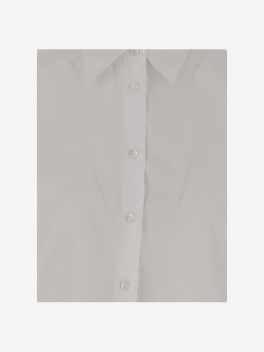 Aspesi Structured Cotton Poplin Shirt With Curved Hem