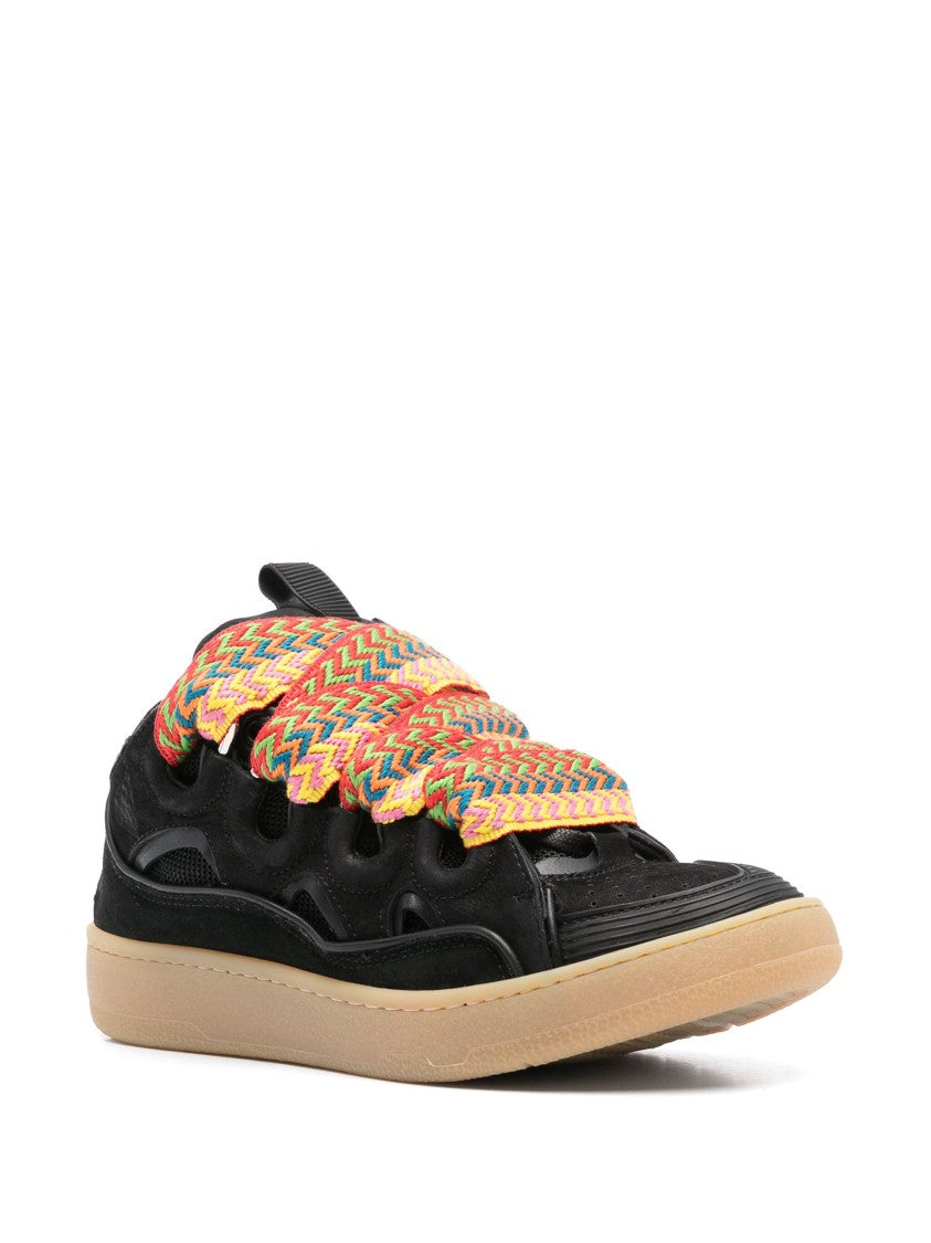 Lanvin Black Curb Sneakers 90S-Inspired Suede Sneakers