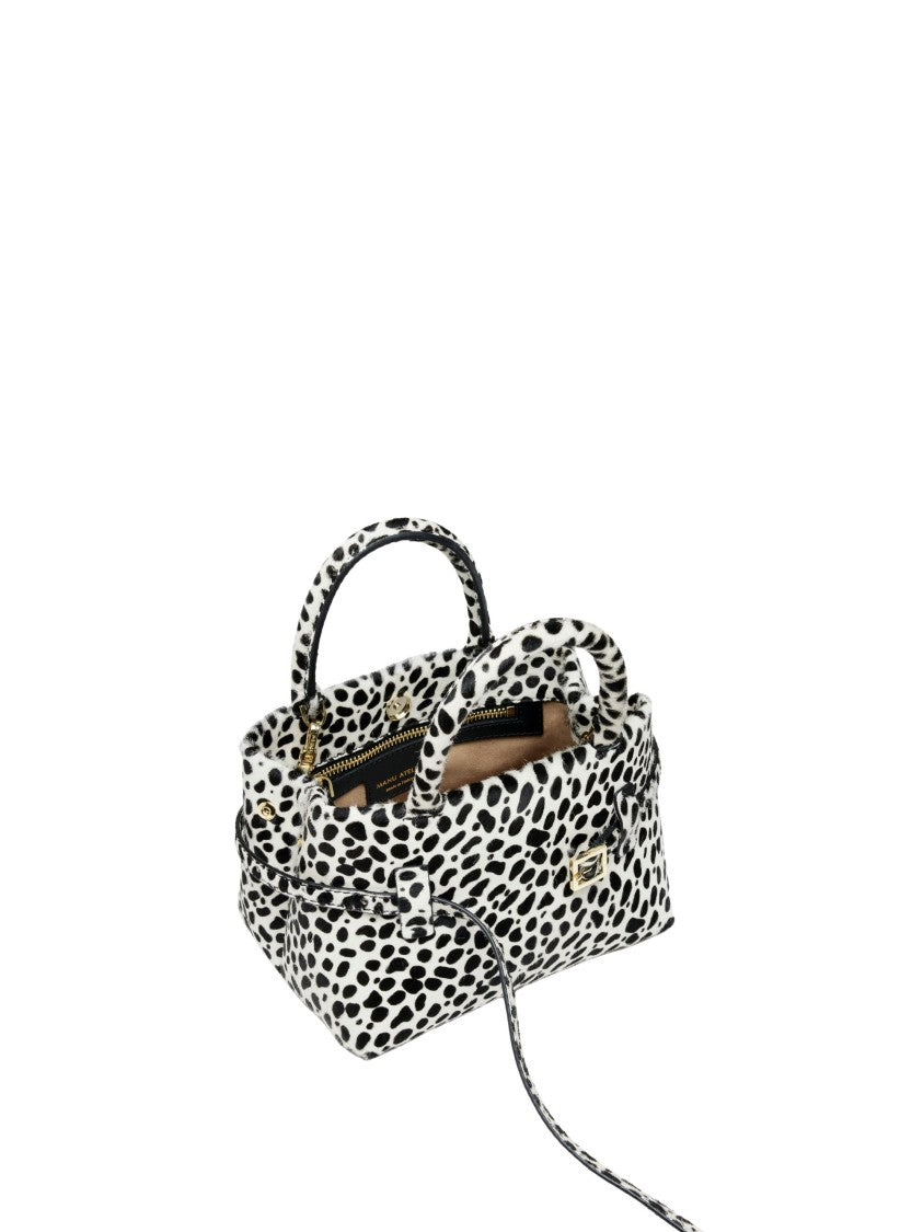 Manu Atelier Black Dalmatian Print Leather Shoulder Bag