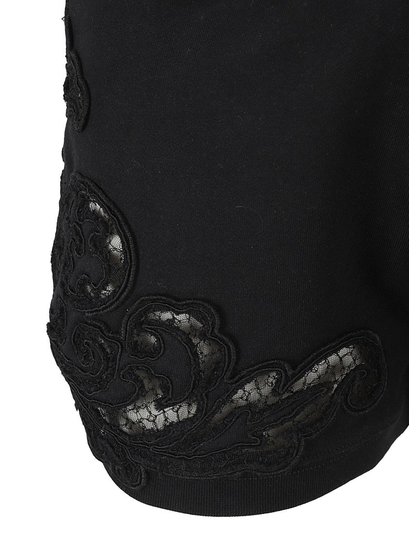 Ermanno Scervino Black Shorts With Embroidery And Elastic Waistband