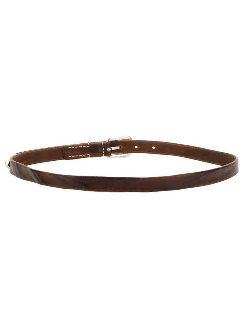 Our Legacy Neutrals Slim Silver Buckle Leather Belt