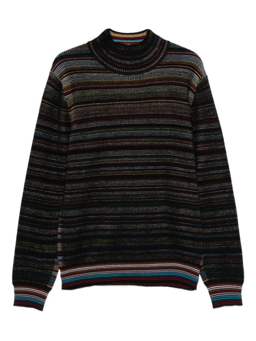 Paul Smith Fitted High-Neck Multicolour Stripe Paul Smith Sweater