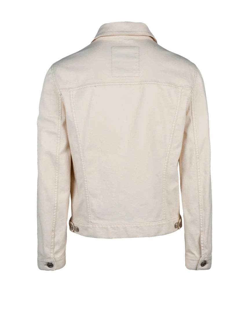 Brunello Cucinelli White Fitted Stretch Denim Jacket