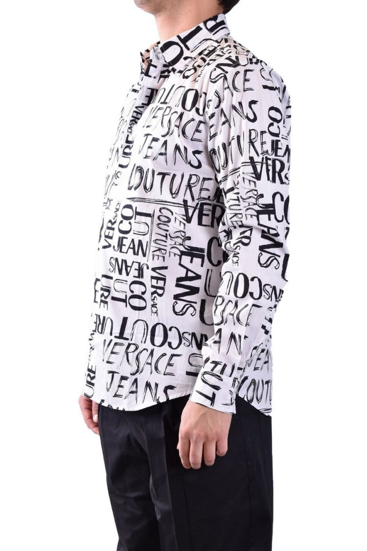 Versace Jeans Couture Baroque Print White Long-Sleeved Shirts