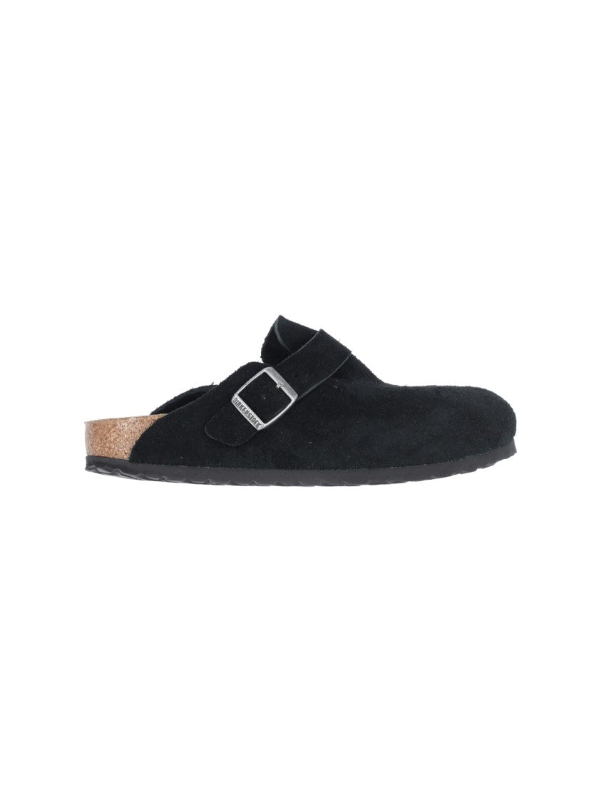 Birkenstock Suede 'Boston' Mules With Adjustable Strap And Anatomical Footbed