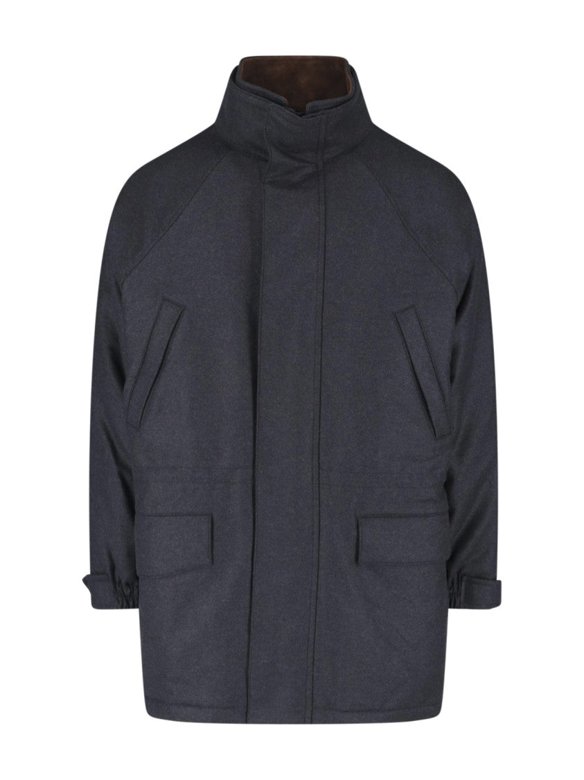 Auralee Black Structured High Collar Jacket
