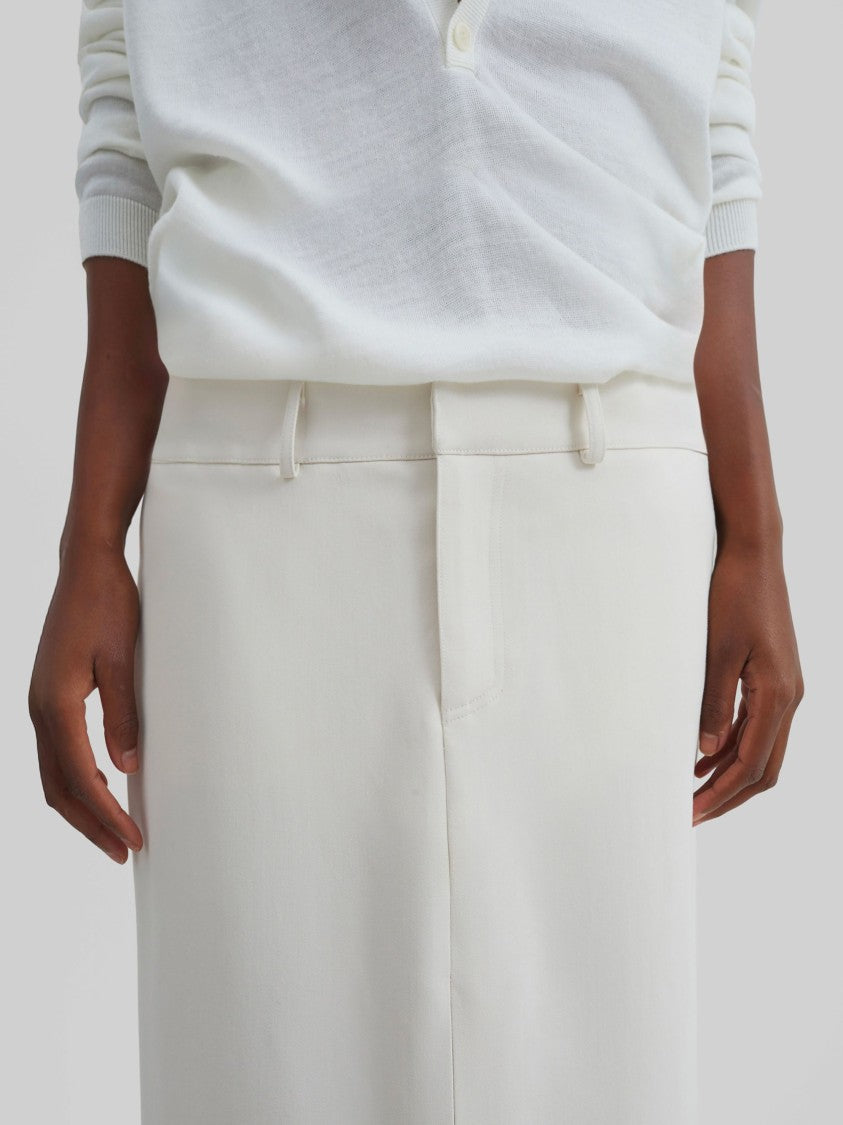 The Frankie Shop White Center Front Slit Cotton Midi Skirt