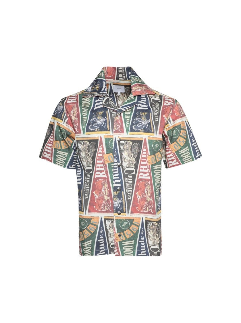 Rhude Collegiate Flag Snap Shirt Multicolor