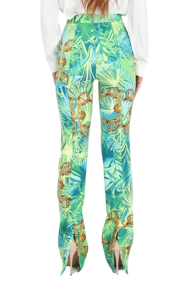 S#It Tropical Print Trousers With Baroque Accents