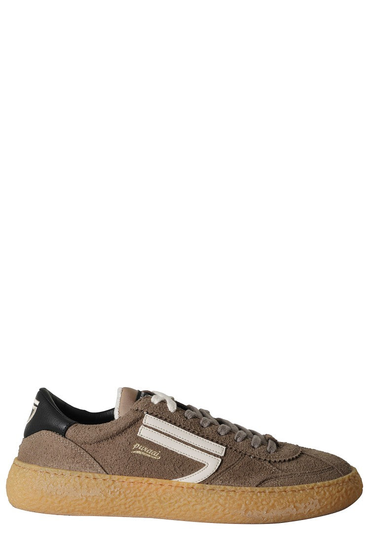 Puraai Brown 1.01 Vintage Logo Details Suede Rubber Sneakers