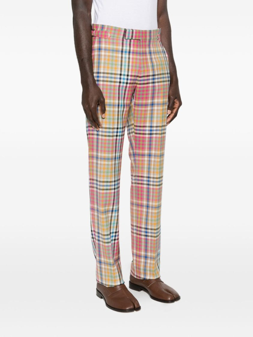Vivienne Westwood Red Checked Pattern Side Buckle Trousers