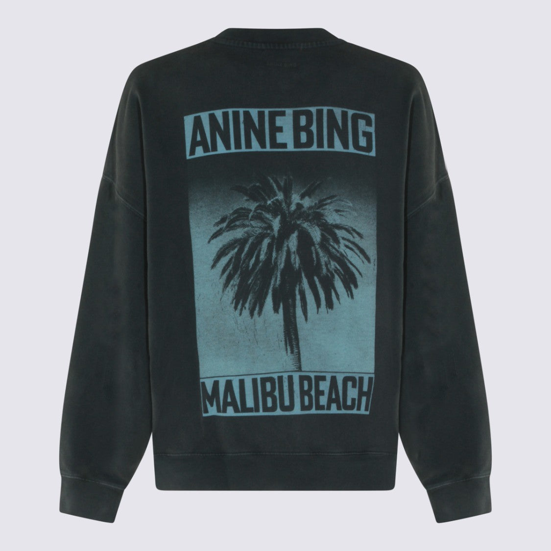 Anine Bing Relaxed-Fit Black Knit Sweatshirt With Palm Tree Graphic