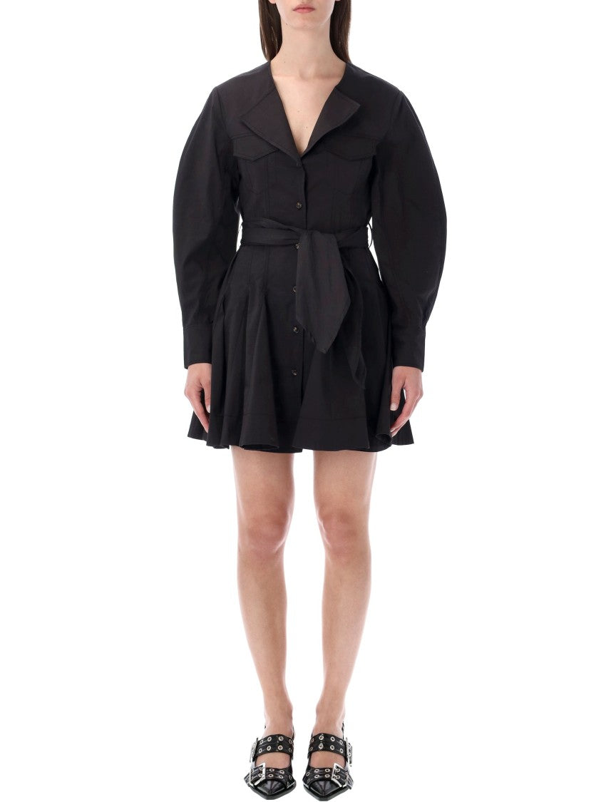 Ganni Mini Shirt V Neck Mini Dress