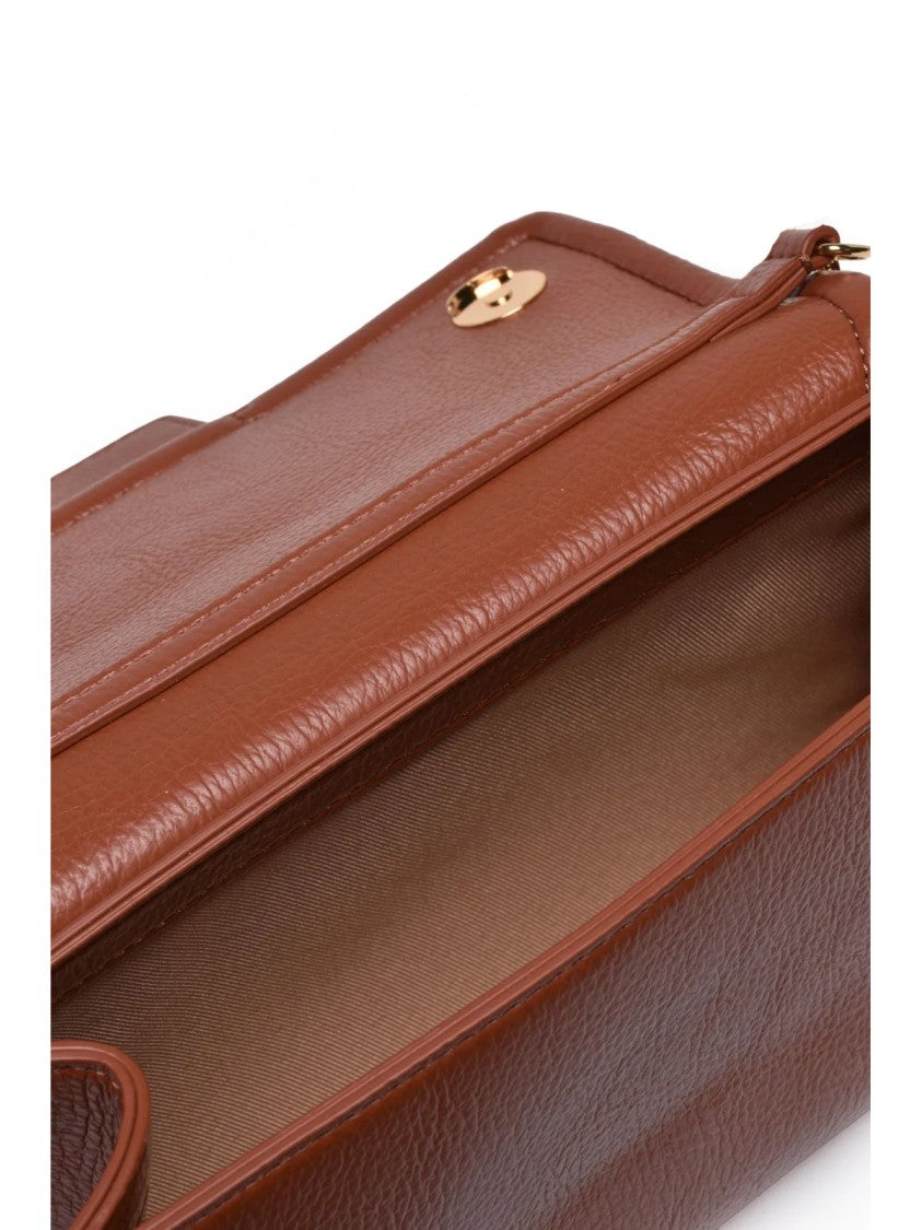 Love Moschino Structured Crossbody Bag With Gold Clasp And Chain Strap