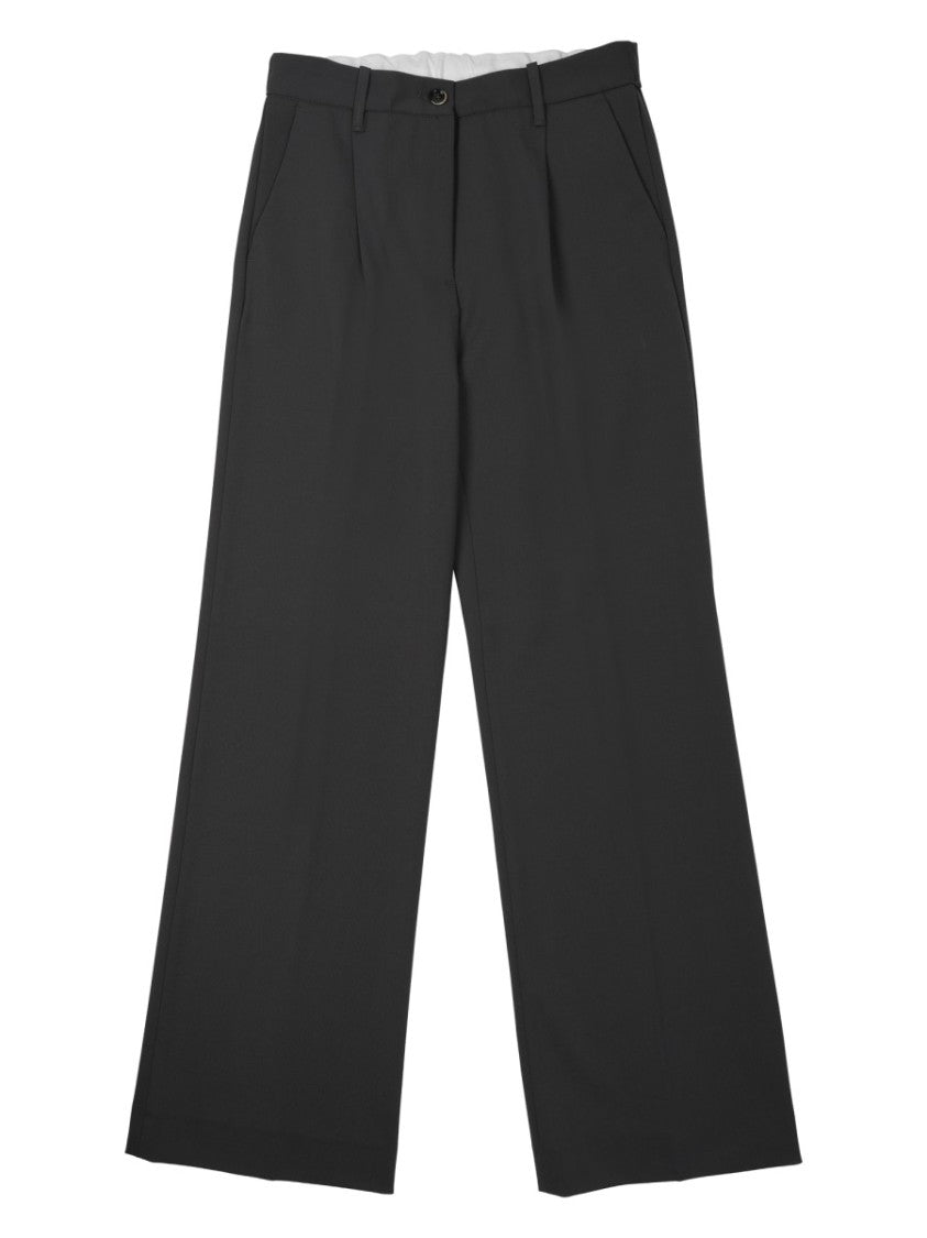 Nine In The Morning Neutrals Pleated Wool-Blend Wide-Leg Pants