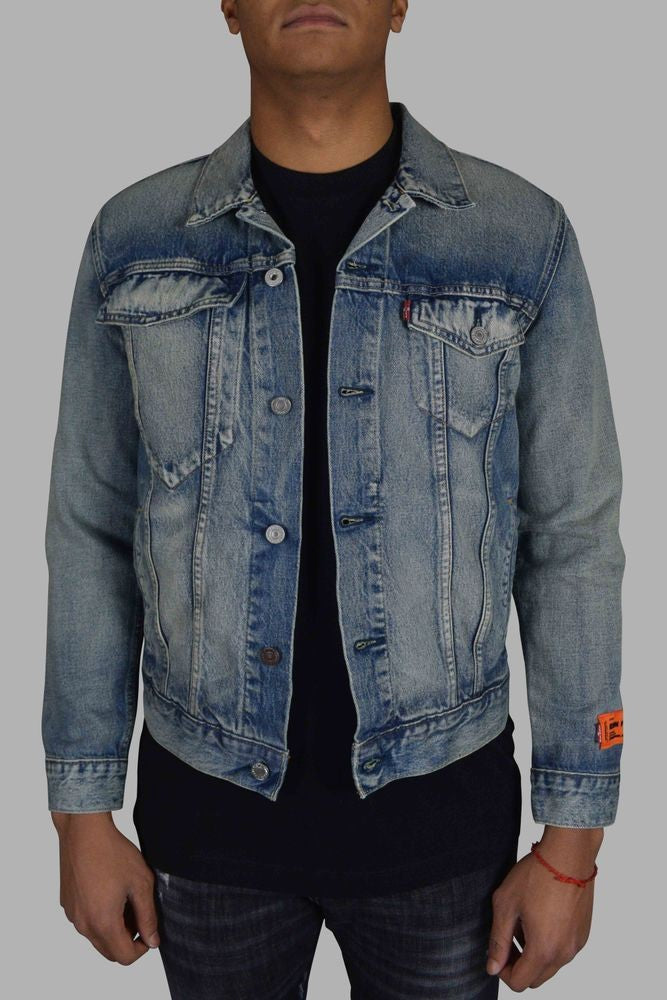 Heron Preston Vintage Indigo Denim Jacket With Flap Pockets