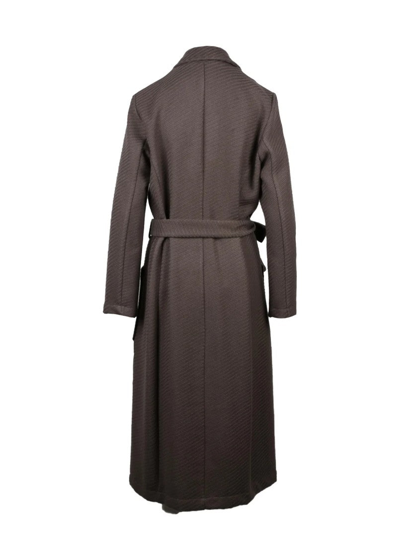Lakore Turquoise Belted Wool-Blend Long Coat