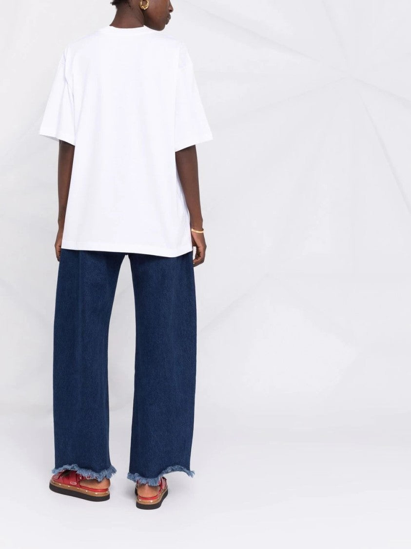 Marni Oversized White T-Shirt With Brushstroke Lettering