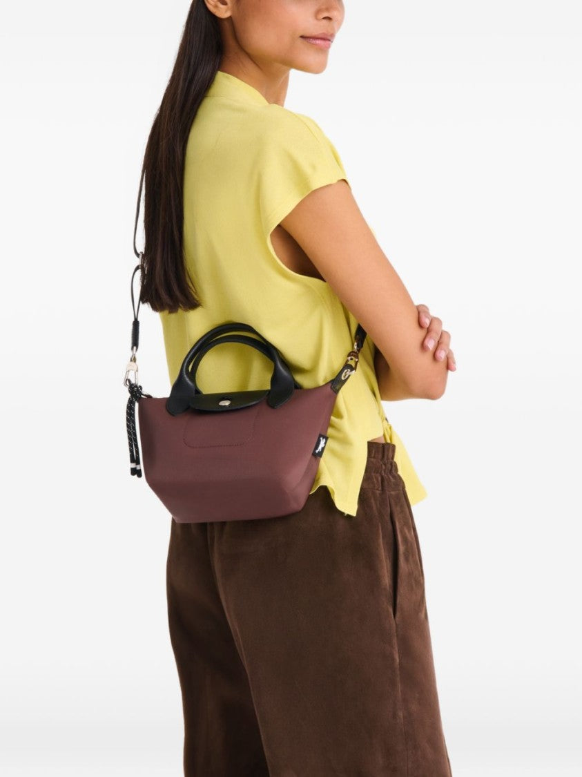 Longchamp Brown Cowhide Trimmed Polyamide Tote Bag