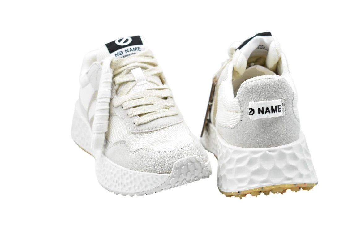 No Name White Suede Fabric Textured Sole Sneakers