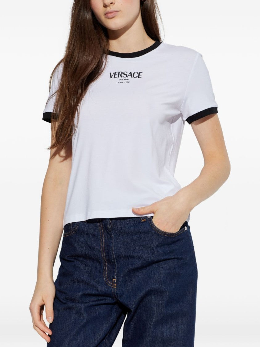 Versace White Silk And Nylon Ribbed Top