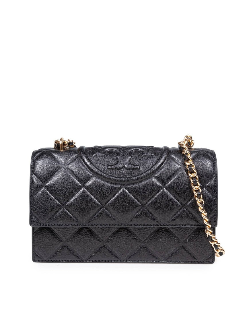 Tory Burch Fleming Small Leather Crossbody Bag Color Black