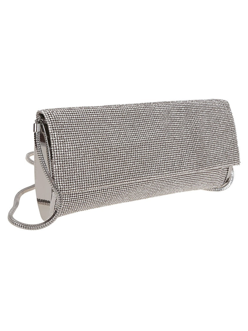 Benedetta Bruzziches Pink And Purple Rhinestone Mesh Clutch Bag