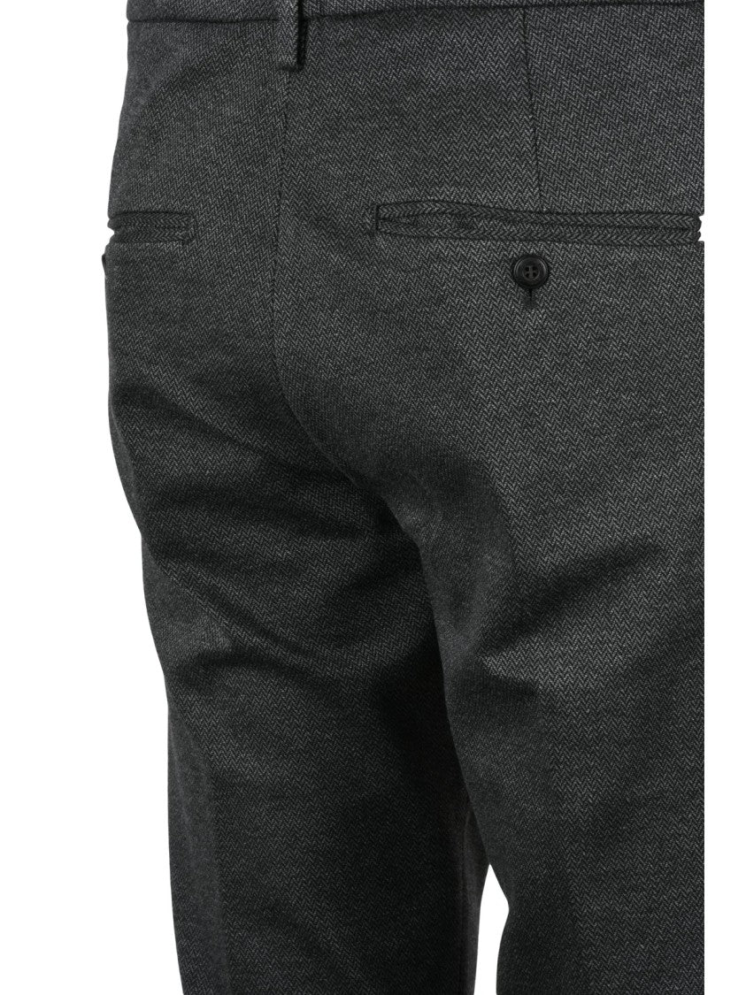 Dondup Black Gaubert Herringbone Viscose-Blend Trousers