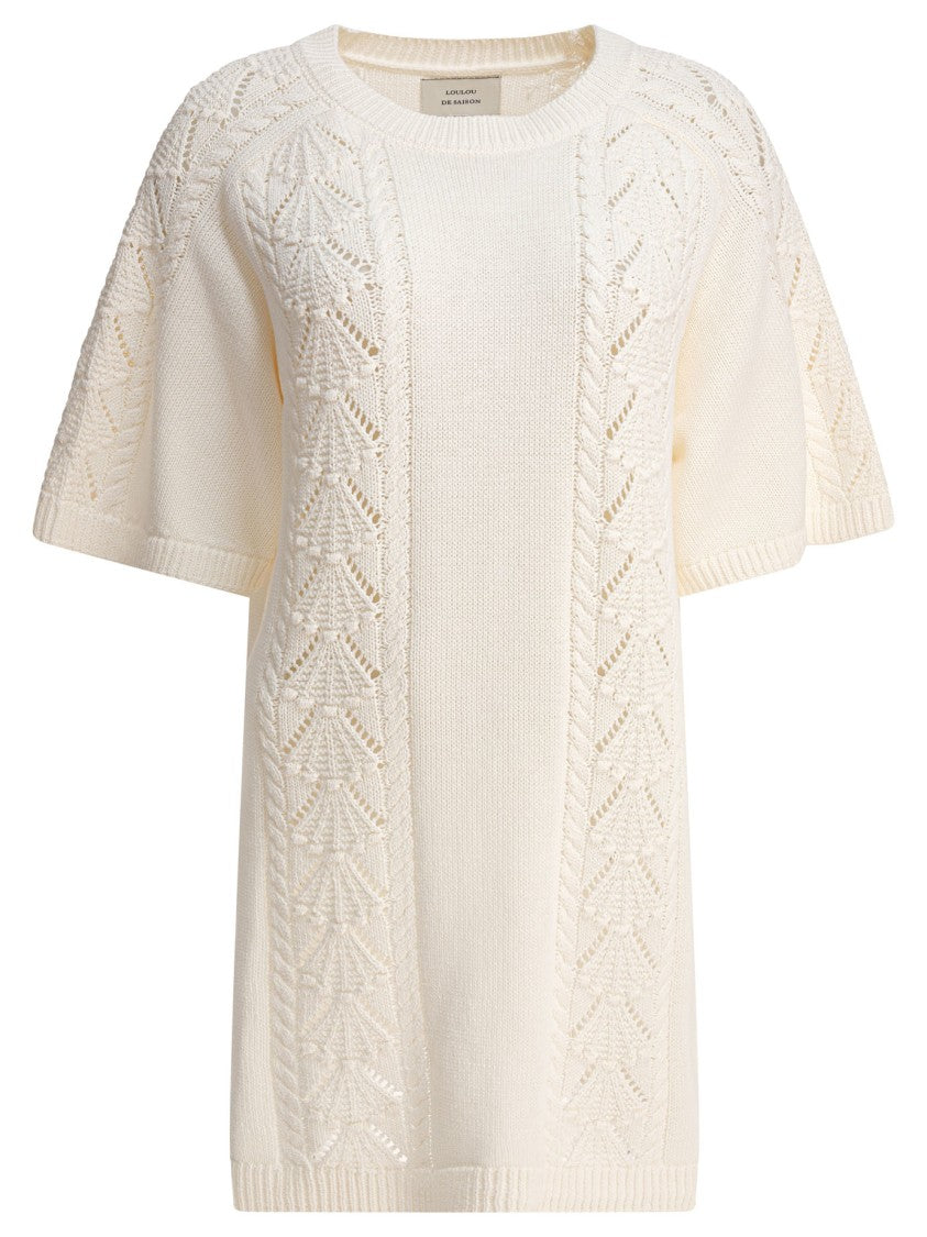 Loulou De Saison Oversized Short Dress With Knit Patterns