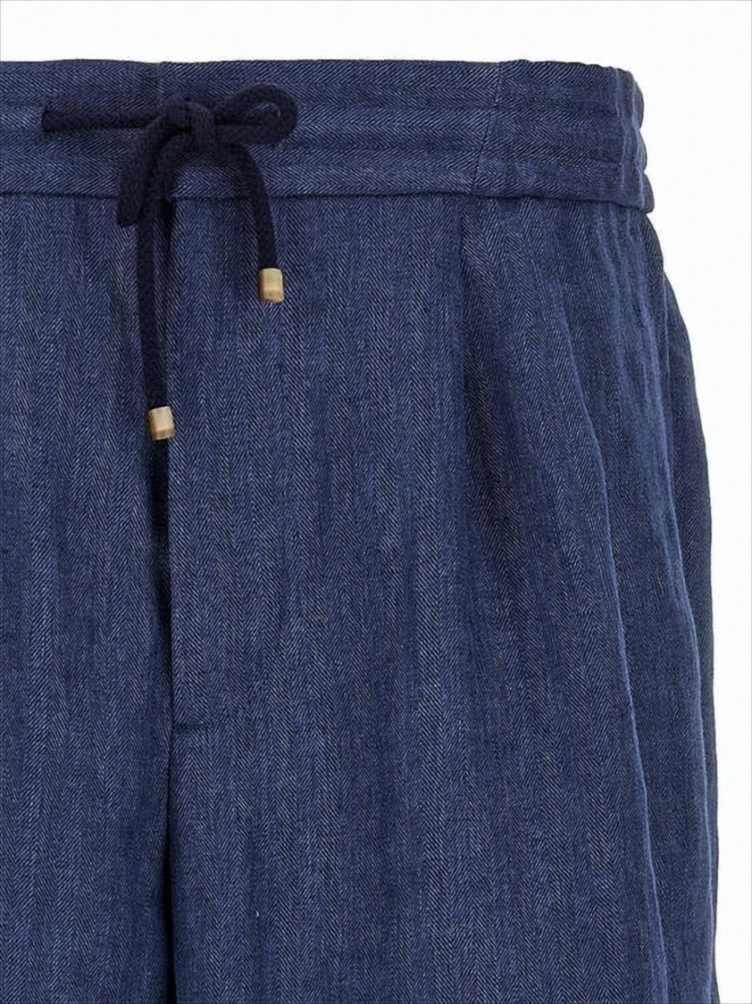 Brunello Cucinelli Textured Linen Shorts With Drawstring Waistband