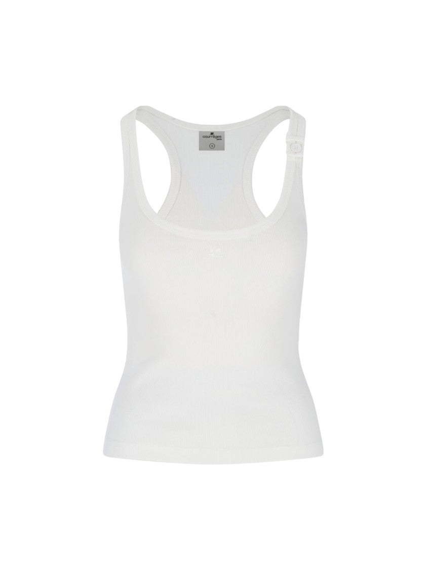 Courrèges "90'S" Ribbed Tank Top – White
