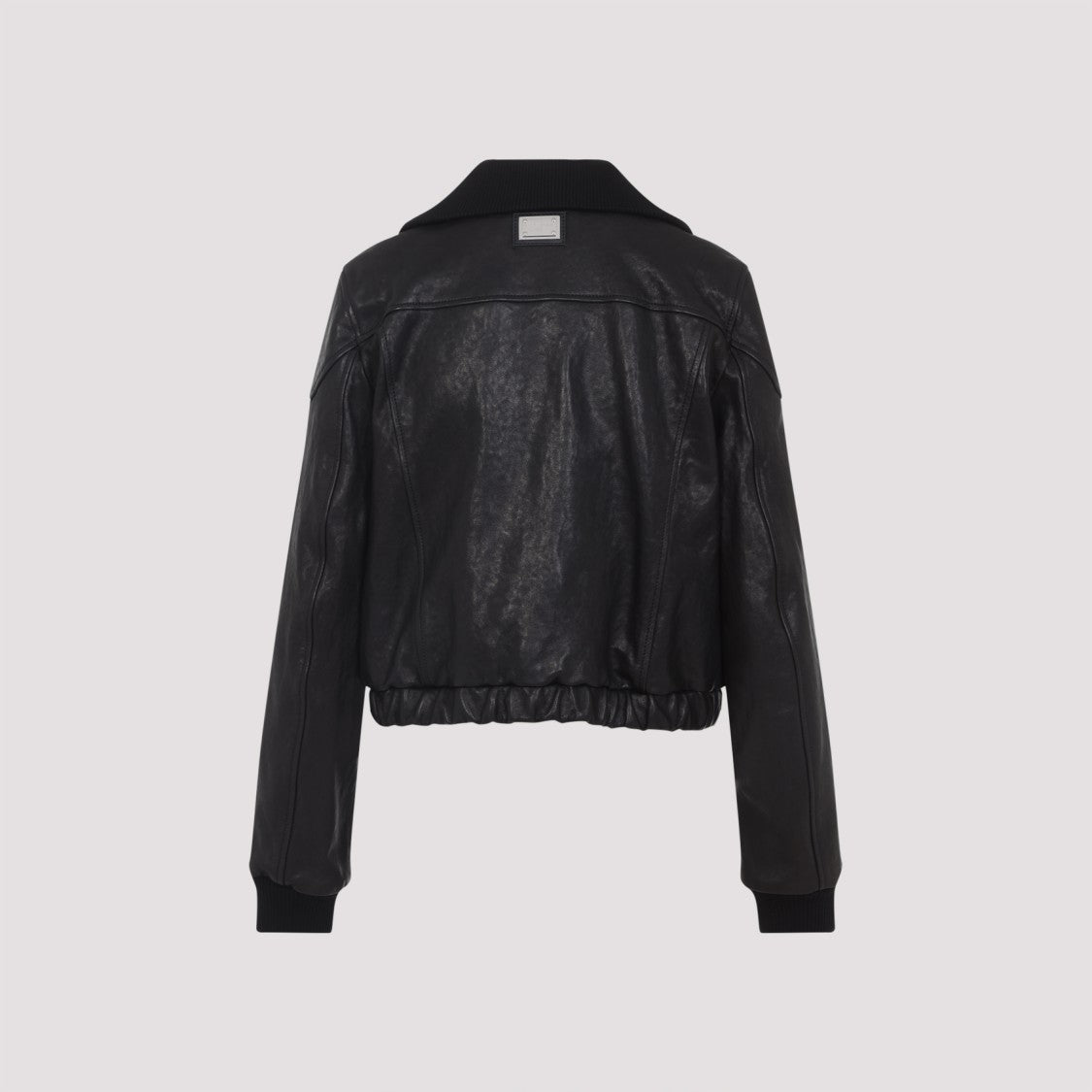 Dolce & Gabbana Cropped Black Lamb Leather Jacket