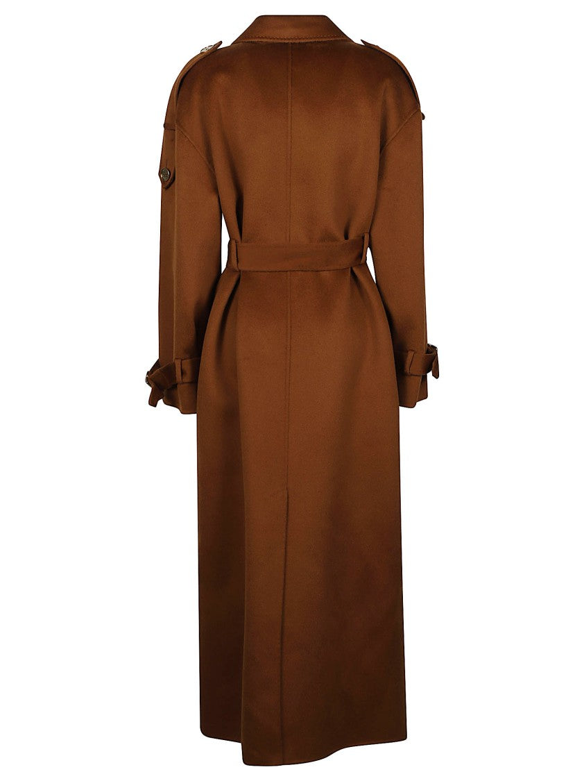 Elisabetta Franchi Belted Double-Breasted Wool Long Coat