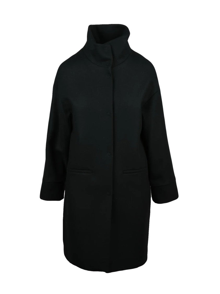 Oliver Horigamy Black Virgin Wool-Blend Coat