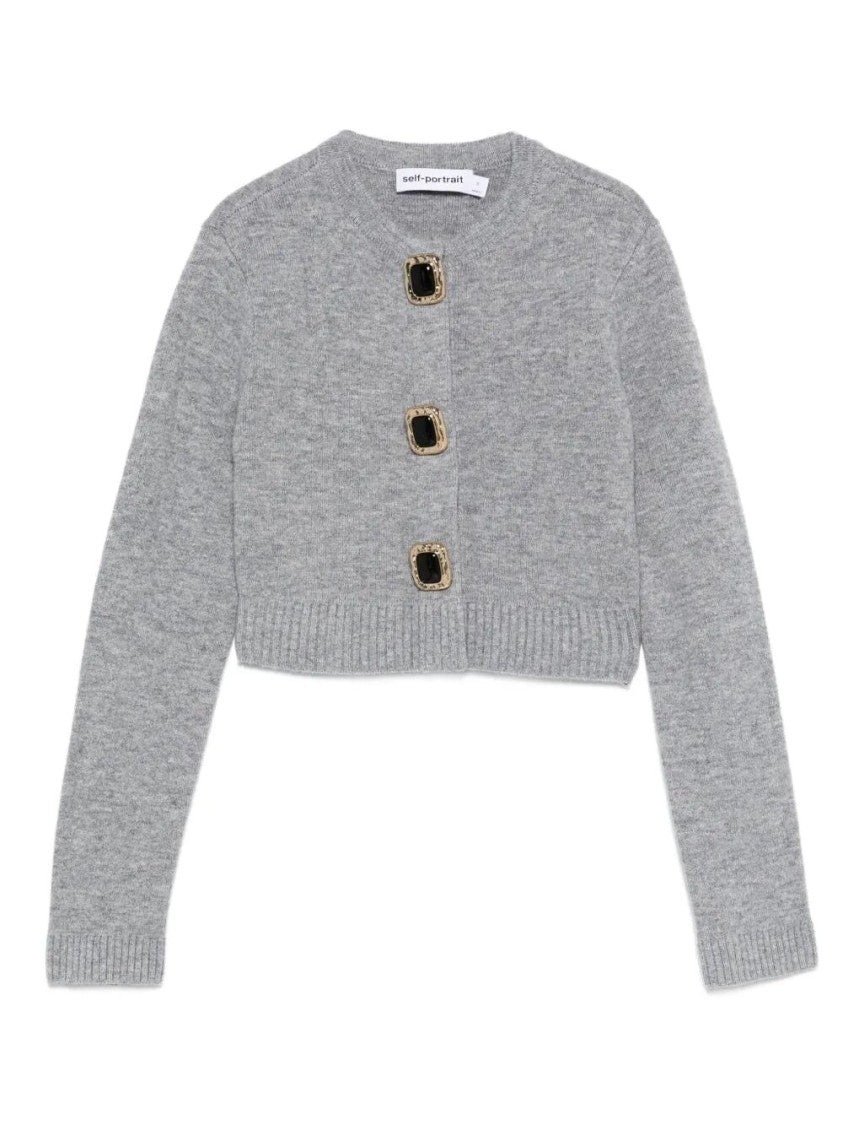 Self-Portrait Cropped Wool Cardigan