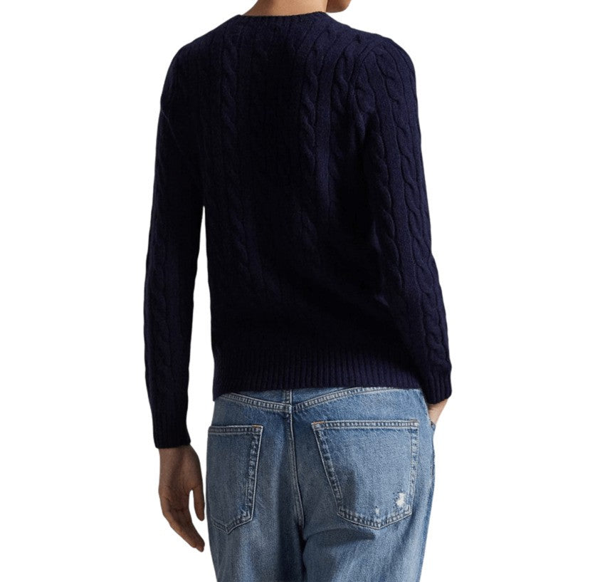Polo Ralph Lauren Cable Knit Blue Wool-Cashmere Sweatshirt