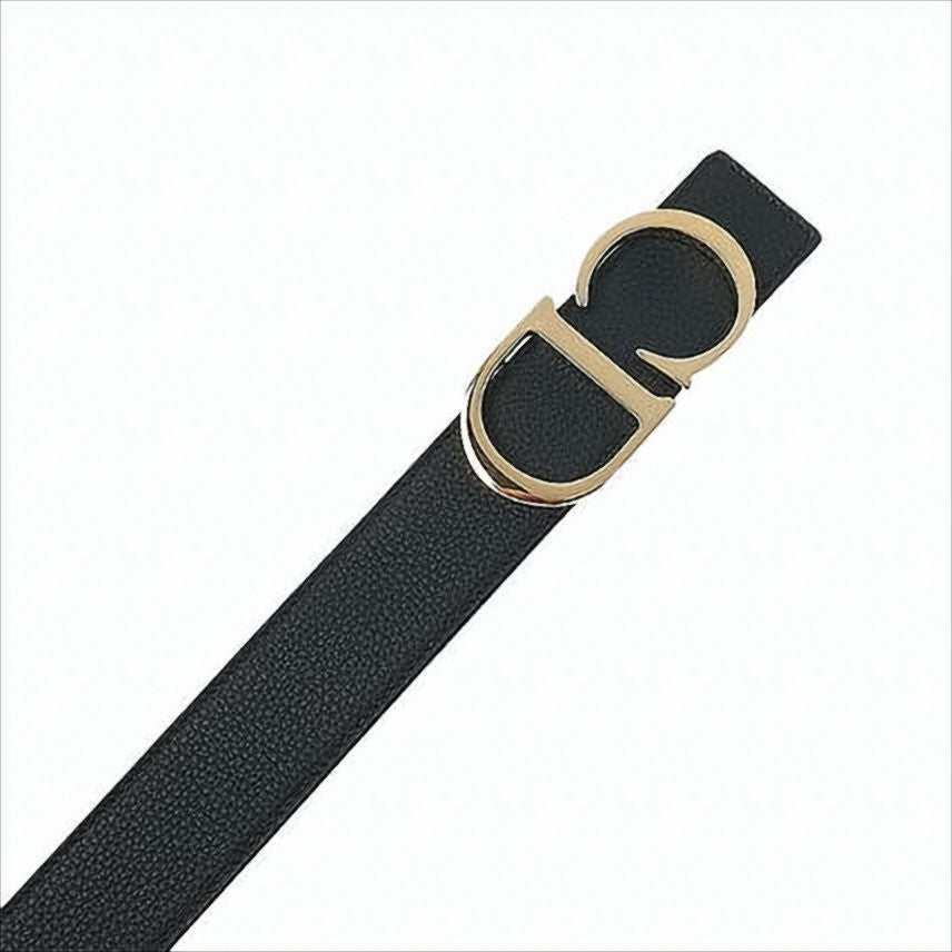 Christian Dior Textured Finish Leather Belt With Signature Cd Buckle