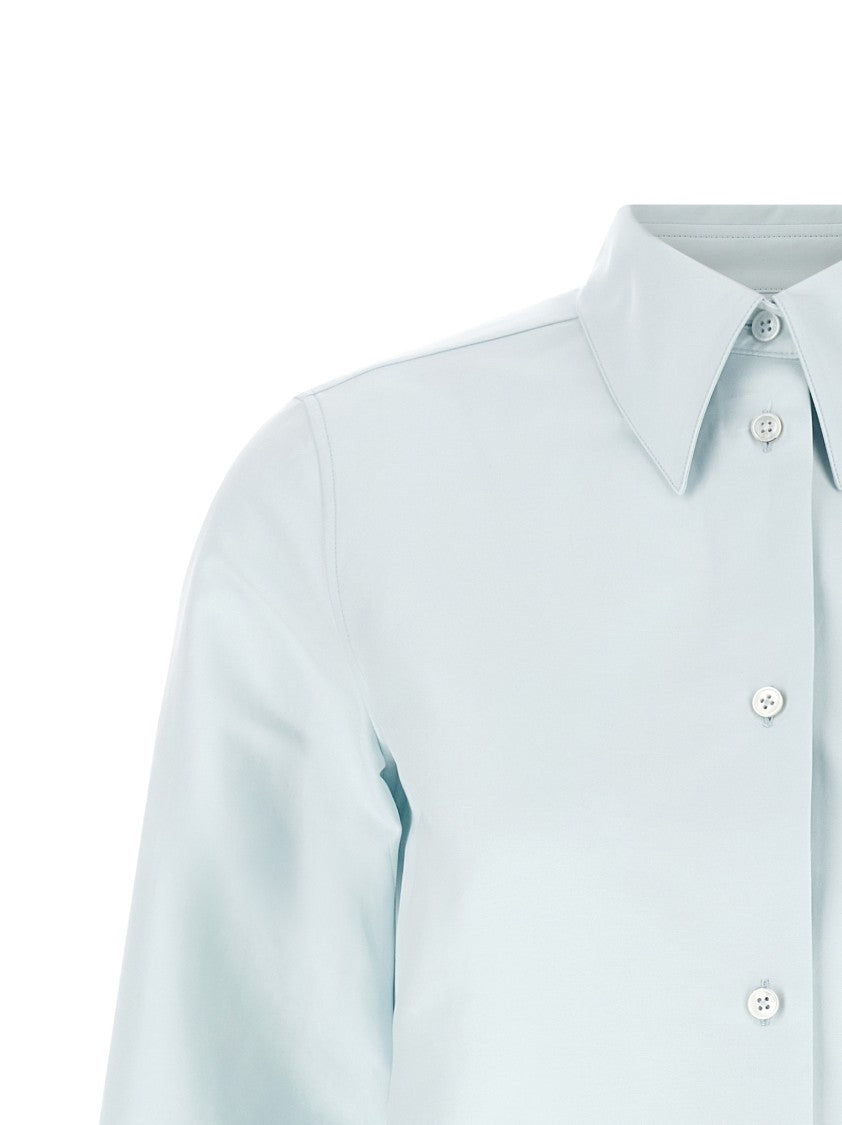 Jil Sander Sleek White Double Cotton Shirt With Pointed Collar
